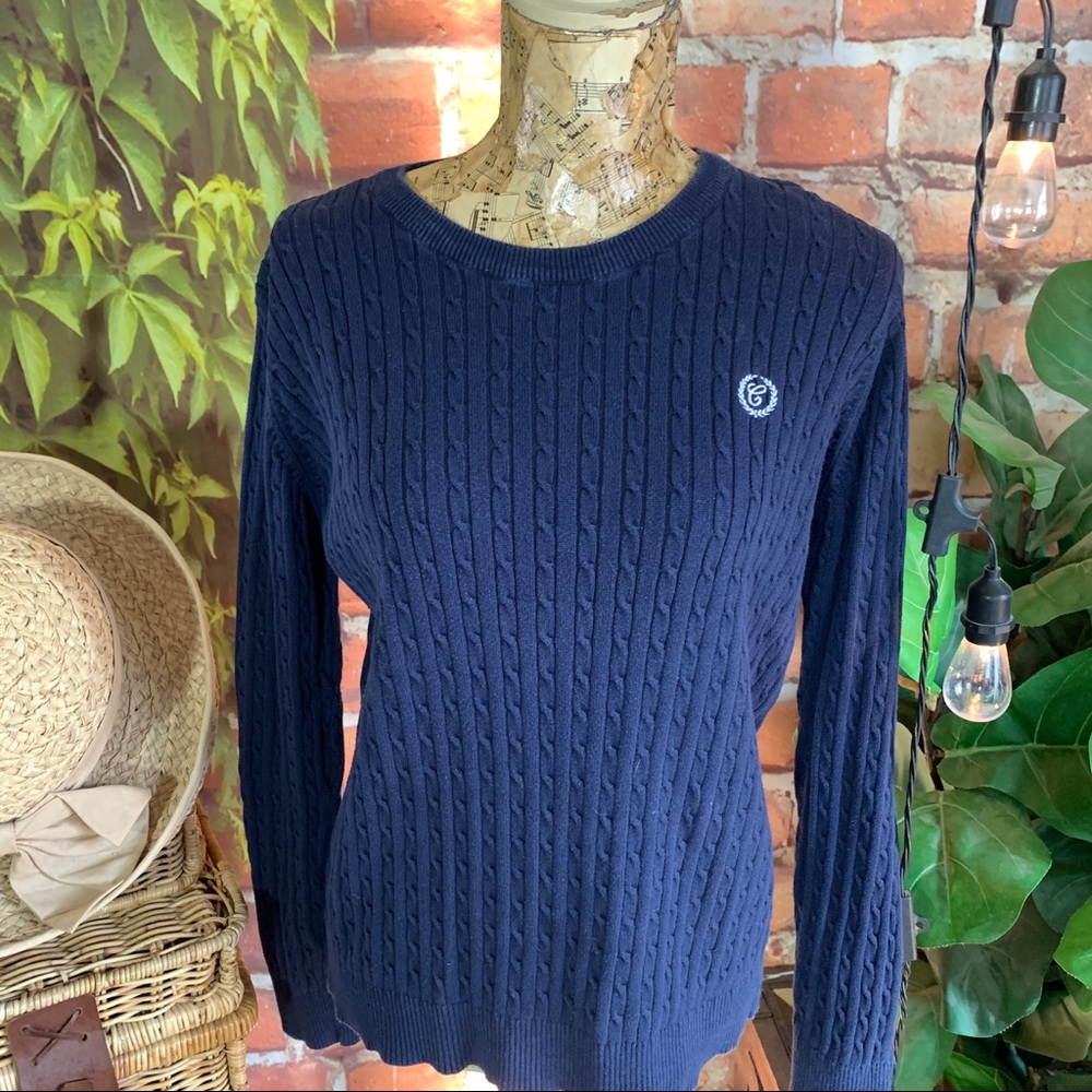 Navy Blue Cable Sweater Horze Cresendo Equestrian